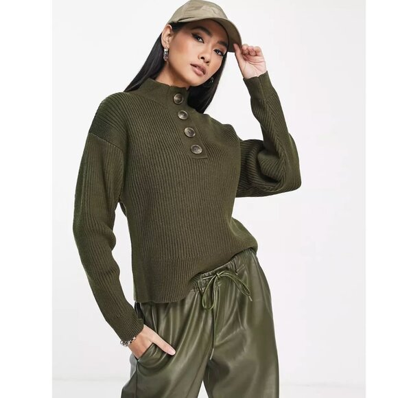 MNG MANGO | Knitted Sweater With Half Button Detail Sz. XL - Picture 1 of 9